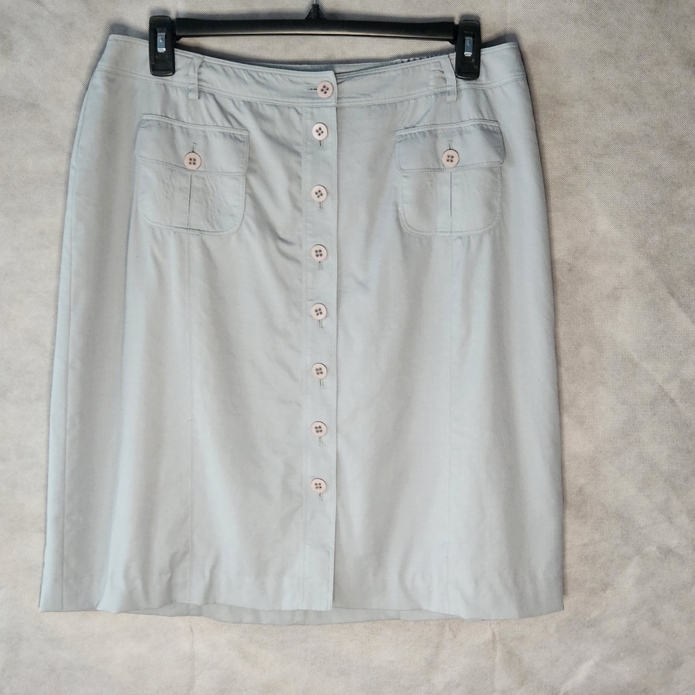 Talbots Woman Button Front A-Line Wool Blend Skirt